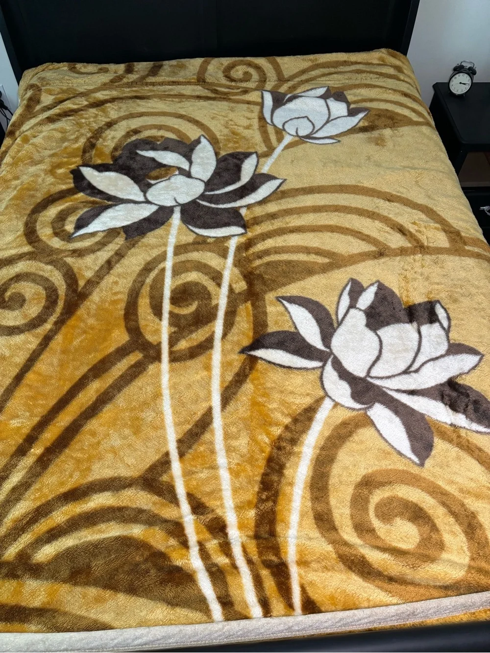 Vintage Floral Hawaiian Korean Mink Acrylic Plush Blanket Reversible 68x86” Full